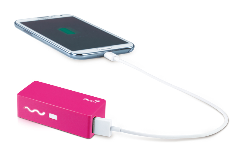 Genius 2600mAh Eco-U261 Compact Size Powerbank with 4 Led Indicator, Pink
